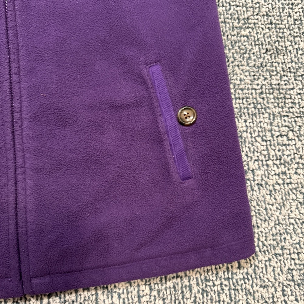 Lands End Women Small 6-8 Purple Fleece Vest Sweater Knit Collar Full Zip Layer - Picture 3 of 9